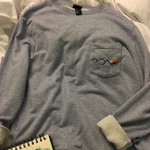 Hand Embroidered Mountain Crew Neck Sweater